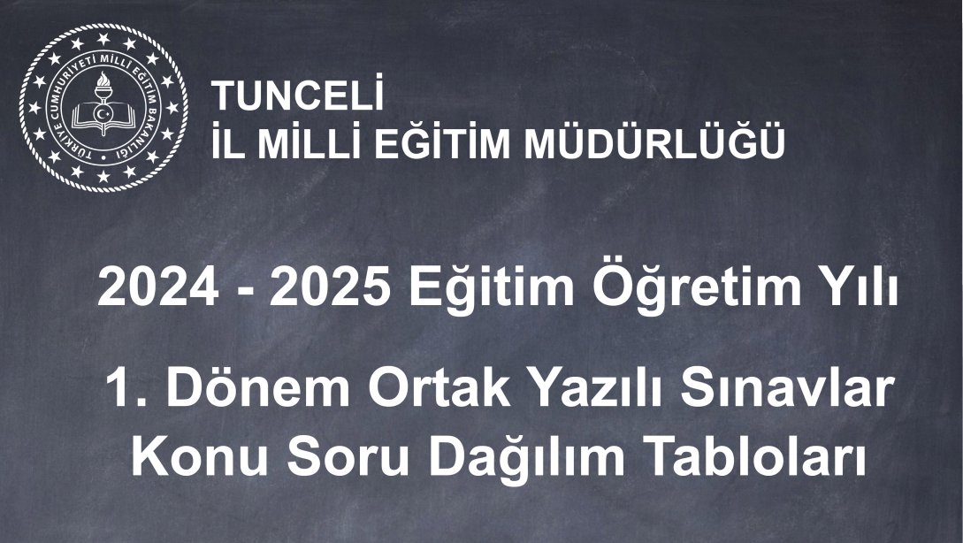 2024-2025 Eğitim Öğretim Yılı  Ortak Sınavlar 1. Dönem Konu Soru Dağılımı